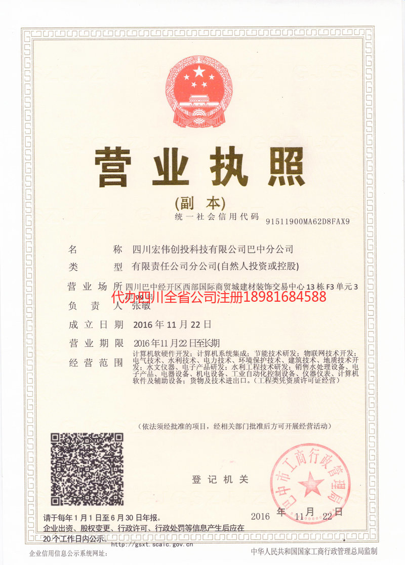 重庆市重庆市宏伟创投科技有限公司